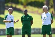 22 May 2019; Republic of Ireland manager Mick McCarthy, right, with assistant coach Terry Connor, centre, and fitness coach Andy Liddle, left, during a Republic of Ireland training session at The Campus in Quinta do Lago, Faro, Portugal. Photo by Seb Daly/Sportsfile