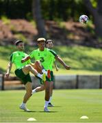 22 May 2019; Shane Long, left, and Callum Robinson during a Republic of Ireland training session at The Campus in Quinta do Lago, Faro, Portugal. Photo by Seb Daly/Sportsfile