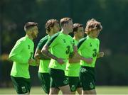 22 May 2019; Republic of Ireland players, from left, Matt Doherty, Jeff Hendrick, James McClean, Seamus Coleman and Luca Connell during a Republic of Ireland training session at The Campus in Quinta do Lago, Faro, Portugal. Photo by Seb Daly/Sportsfile