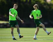 22 May 2019; James McClean, left, and Luca Connell during a Republic of Ireland training session at The Campus in Quinta do Lago, Faro, Portugal. Photo by Seb Daly/Sportsfile