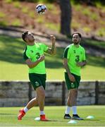 22 May 2019; Kevin Long, left, and Greg Cunningham, right, during a Republic of Ireland training session at The Campus in Quinta do Lago, Faro, Portugal. Photo by Seb Daly/Sportsfile
