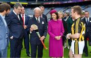 22 May 2019; Queen Silvia and King Carl XVI Gustaf of Sweden are shown a hurley by Kilkenny hurler Richie Hogan during a visit to Croke Park GAA Stadium in Dublin. Photo by Brendan Moran/Sportsfile