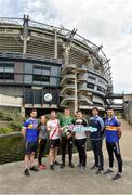 22 May 2019; Conal Ó h-Iarnáin, CLG Oileáin Árann, Co na. Gaillimhe with the cup and from left Aodhán MacFhionnghaile, Cill Chartha, Dhún na nGall, Sinéad Ní Cholmáin, Laochra Loch Lao, Aontroim, Colm Ó Muircheartaigh, An Ghaeltacht, Co. Chiarraí, Séamus Ó Muiraithe Cill Chomáin Co Mhaigh EO, Ciarán Mac Fhearghusa, Na Gaeil Óga, Baile Átha Cliath agus Donie Breathnach, An Rinn, Port Láirge, pictured at the Comórtas Peile na Gaeltachta 2019 at Croke Park in Dublin. Photo by Matt Browne/Sportsfile