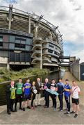 22 May 2019; Seán Ó hEarcáin, Comórtas Peile na Gaeltachta agus Seosamh Mac Donncha, Cathaoirleach Choiste Náisiúnta na Gaeilge, CLG, leis an gcorn agus o chlé Tomás Ó hAiniféin, Lios Póil, Conal Ó hIarnáin, CLG Oileáin Árann, Co na. Gaillimhe leis an gcorn agus ó chlé Aodhán Mac Fhionnghaile, Cill Chártha, Dún na nGall, Sinéad Ní Cholmáin, Laochra Loch Lao, Aontroim,  Séamus Ó Muirithe, Cill Chomáin, Co Mhaigh Eo, Ciarán Mac Fhearghusa, Na Gaeil Óga, Baile Átha Cliath agus Donie Breathnach, An Rinn, Port Láirge, Colm Ó Muircheartaigh, An Ghaeltacht, Co. Chiarraí, sa bpictiúr ag seoladh Chomórtas Peile na Gaeltachta 2019 i bPáirc an Chrócaigh i mBaile Átha Cliath. Photo by Matt Browne/Sportsfile