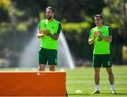 23 May 2019; Shane Duffy, left, and Seamus Coleman during a Republic of Ireland training session at The Campus in Quinta do Lago, Faro, Portugal. Photo by Seb Daly/Sportsfile