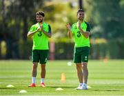 23 May 2019; Robbie Brady, left, and Shane Long during a Republic of Ireland training session at The Campus in Quinta do Lago, Faro, Portugal. Photo by Seb Daly/Sportsfile