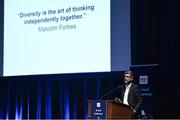 23 May 2019; Piara Pawar from Football Against Racism in Europe pictured at the Federation of Irish Sport Annual Conference 2019, The Helix, Dublin City University, Dublin. Photo by Matt Browne/Sportsfile