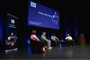 23 May 2019; Presenter Grainne McElwain with from left Oisin Feery from Special Olympian Ireland, Boidu Sayeh, Westmeath footballer and Nicky Hamill from the Irish Wheelchair Association pictured at the Federation of Irish Sport Annual Conference 2019, The Helix, Dublin City University, Dublin. Photo by Matt Browne/Sportsfile