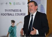 23 May 2019; FAI President Donal Conway speaks at the 2019 FAI / Fingal TY Course Graduation at Blanchardstown Civic Office in Dublin. Photo by Harry Murphy/Sportsfile