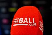 13 May 2019; A general view of an offtheball.com microphone at a Leinster Rugby Press Conference at Leinster Rugby Headquarters in UCD, Dublin. Photo by Piaras Ó Mídheach/Sportsfile