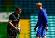 24 May 2019; Head coach Leo Cullen, right, and Jonathan Sexton during the Leinster captain's run at Celtic Park in Glasgow, Scotland. Photo by Ramsey Cardy/Sportsfile