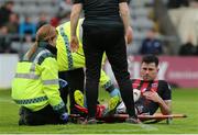 24 May 2019; Dinny Corcoran of Bohemians is put on a stretcher after suffering an injury during the SSE Airtricity League Premier Division match between Bohemians and Sligo Rovers at Dalymount Park in Dublin. Photo by Michael P Ryan/Sportsfile