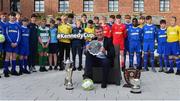 24 May 2019; Republic of Ireland U21 manager Stephen Kenny with participating players at the launch of the 2019 SFAI New Balance Kennedy Cup in Castletroy Hotel, Limerick. The SFAI New Balance Kennedy Cup takes place in UL from 11-15 June. Photo by Piaras Ó Mídheach/Sportsfile