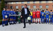 24 May 2019; Republic of Ireland U21 manager Stephen Kenny with participating players at the launch of the 2019 SFAI New Balance Kennedy Cup in Castletroy Hotel, Limerick. The SFAI New Balance Kennedy Cup takes place in UL from 11-15 June. Photo by Piaras Ó Mídheach/Sportsfile