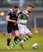 24 May 2019; Greg Bolger of Shamrock Rovers in action against Garry Buckley of Cork City during the SSE Airtricity League Premier Division match between Shamrock Rovers and Cork City at Tallaght Stadium in Dublin. Photo by Stephen McCarthy/Sportsfile