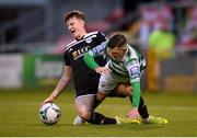 24 May 2019; Trevor Clarke of Shamrock Rovers in action against James Tilley of Cork City during the SSE Airtricity League Premier Division match between Shamrock Rovers and Cork City at Tallaght Stadium in Dublin. Photo by Stephen McCarthy/Sportsfile