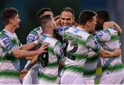 24 May 2019; Joey O'Brien, centre, celebrates with his Shamrock Rovers team-mates after scoring his side's first goal during the SSE Airtricity League Premier Division match between Shamrock Rovers and Cork City at Tallaght Stadium in Dublin. Photo by Stephen McCarthy/Sportsfile