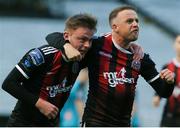 24 May 2019; Conor Levingston, left, of Bohemians celebrates with team-mate Keith Ward after scoring his side's goal during the SSE Airtricity League Premier Division match between Bohemians and Sligo Rovers at Dalymount Park in Dublin. Photo by Michael P Ryan/Sportsfile