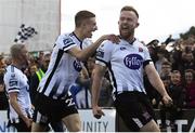 24 May 2019; Seán Hoare of Dundalk celebrates after scoring his side's first goal with Daniel Kelly during the SSE Airtricity League Premier Division match between Dundalk and St Patrick's Athletic at Oriel Park in Dundalk, Co Louth. Photo by Harry Murphy/Sportsfile