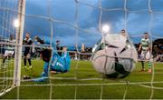 24 May 2019; Cork City goalkeeper Mark McNulty is beaten by a header from Roberto Lopes of Shamrock Rovers, not pictured, during the SSE Airtricity League Premier Division match between Shamrock Rovers and Cork City at Tallaght Stadium in Dublin. Photo by Stephen McCarthy/Sportsfile