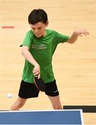 25 May 2019; Patrick Murphy from St Marys, Co. Sligo, competing in the Table Tennis Under 13 Boys event during Day 1 of the Aldi Community Games May Festival, which saw over 3,500 children take part in a fun-filled weekend at the University of Limerick. Photo by Harry Murphy/Sportsfile