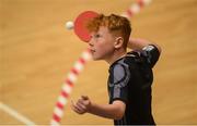 25 May 2019; Sean Sheehan from Glanmire, Co. Cork, competing in the Table Tennis Under 13 Boys event during Day 1 of the Aldi Community Games May Festival, which saw over 3,500 children take part in a fun-filled weekend at the University of Limerick. Photo by Harry Murphy/Sportsfile