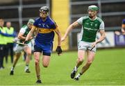 25 May 2019; Trevor Lee of Lancashire in action against John Paul McGarry of Fermanagh during the Lory Meagher Cup Round 2 match between Fermanagh and Lancashire at Brewster Park in Fermanagh. Photo by Oliver McVeigh/Sportsfile