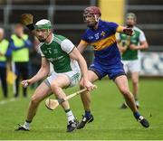 25 May 2019; John Paul McGarry of Fermanagh in action against Daire Maskey of Lancashire during the Lory Meagher Cup Round 2 match between Fermanagh and Lancashire at Brewster Park in Fermanagh. Photo by Oliver McVeigh/Sportsfile