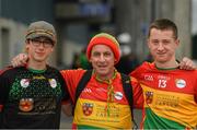 25 May 2019; Carlow supporters, from left, Darragh Byrne, PJ Byrne and Collin Byrne from Fenagh ahead of the Leinster GAA Football Senior Championship Quarter-Final match between Carlow and Meath at O’Moore Park in Portlaoise, Laois. Photo by Eóin Noonan/Sportsfile
