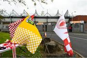 25 May 2019; A general view of flags outside the ground before the Ulster GAA Football Senior Championship Quarter-Final match between Antrim and Tyrone at the Athletic Grounds in Armagh. Photo by Oliver McVeigh/Sportsfile