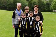 25 May 2019; Brothers from Piltown, Co Kilkenny, from left, Dáire, Niall, Cathal, and Oran, with their parents Donal and Noelette after they competed in swimming events during Day 1 of the Aldi Community Games May Festival, which saw over 3,500 children take part in a fun-filled weekend at University of Limerick. Photo by Piaras Ó Mídheach/Sportsfile