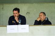 25 May 2019; Suspended Carlow manager Turlough O'Brien, right and Carlow selector Steven Poacher during the Leinster GAA Football Senior Championship Quarter-Final match between Carlow and Meath at O’Moore Park in Portlaoise, Laois. Photo by Eóin Noonan/Sportsfile