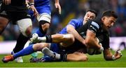 25 May 2019; DTH van der Merwe of Glasgow Warriors is tackled by Jonathan Sexton of Leinster during the Guinness PRO14 Final match between Leinster and Glasgow Warriors at Celtic Park in Glasgow, Scotland. Photo by Brendan Moran/Sportsfile