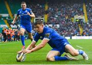 25 May 2019; Garry Ringrose of Leinster scores his side's first try during the Guinness PRO14 Final match between Leinster and Glasgow Warriors at Celtic Park in Glasgow, Scotland. Photo by Ramsey Cardy/Sportsfile