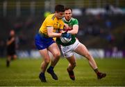 25 May 2019; Conor Daly of Roscommon in action against Darren Coen of Mayo during the Connacht GAA Football Senior Championship Semi-Final match between Mayo and Roscommon at Elverys MacHale Park in Castlebar, Mayo. Photo by Stephen McCarthy/Sportsfile