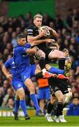 25 May 2019; Stuart Hogg of Glasgow Warriors is tackled by Rob Kearney of Leinster resulting in a yellow card for Rob Kearney during the Guinness PRO14 Final match between Leinster and Glasgow Warriors at Celtic Park in Glasgow, Scotland. Photo by Brendan Moran/Sportsfile