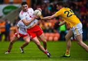 25 May 2019; Michael Cassidy of Tyrone in action against Ryan McNulty of Antrim during the Ulster GAA Football Senior Championship Quarter-Final match between Antrim and Tyrone at the Athletic Grounds in Armagh. Photo by Oliver McVeigh/Sportsfile