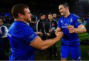 25 May 2019; Jonathan Sexton, right, and Seán Cronin of Leinster celebrate following the Guinness PRO14 Final match between Leinster and Glasgow Warriors at Celtic Park in Glasgow, Scotland. Photo by Ramsey Cardy/Sportsfile