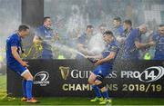 25 May 2019; Luke McGrath and Jonathan Sexton of Leinster, left, celebrate after the Guinness PRO14 Final match between Leinster and Glasgow Warriors at Celtic Park in Glasgow, Scotland. Photo by Brendan Moran/Sportsfile