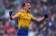 25 May 2019; Enda Smith of Roscommon celebrates following the Connacht GAA Football Senior Championship Semi-Final match between Mayo and Roscommon at Elverys MacHale Park in Castlebar, Mayo. Photo by Stephen McCarthy/Sportsfile