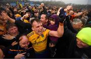 25 May 2019; Enda Smith of Roscommon celebrates with supporters following the Connacht GAA Football Senior Championship Semi-Final match between Mayo and Roscommon at Elverys MacHale Park in Castlebar, Mayo. Photo by Stephen McCarthy/Sportsfile