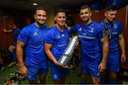 25 May 2019; Dave Kearney, Noel Reid and Rob Kearney of Leinster in the dressing room following the Guinness PRO14 Final match between Leinster and Glasgow Warriors at Celtic Park in Glasgow, Scotland. Photo by Ramsey Cardy/Sportsfile