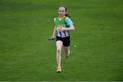 25 May 2019; Rhian McCarthy representing Spa - Fenit - Barrow, Co Kerry competing in the Girls U12 relay event during Day 1 of the Aldi Community Games May Festival, which saw over 3,500 children take part in a fun-filled weekend at University of Limerick. Photo by Piaras Ó Mídheach/Sportsfile