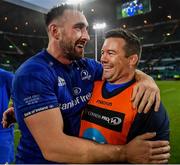 25 May 2019; Jack Conan of Leinster celebrates with scrum coach John Fogarty after the Guinness PRO14 Final match between Leinster and Glasgow Warriors at Celtic Park in Glasgow, Scotland. Photo by Brendan Moran/Sportsfile