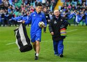 25 May 2019; Leinster sports scientist Peter Tierney and Leinster kit man Johnny O'Hagan ahead of the Guinness PRO14 Final match between Leinster and Glasgow Warriors at Celtic Park in Glasgow, Scotland. Photo by Ramsey Cardy/Sportsfile