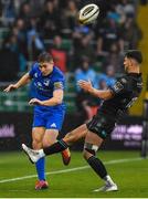 25 May 2019; Jordan Larmour of Leinster in action against Adam Hastings of Glasgow Warriors during the Guinness PRO14 Final match between Leinster and Glasgow Warriors at Celtic Park in Glasgow, Scotland. Photo by Brendan Moran/Sportsfile