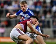 26 May 2019; Ronan O Toole of Westmeath in action against Seán O'Flynn of Laois  during the GAA Football Senior Championship Quarter-Final match between Westmeath and Laois at Bord na Mona O’Connor Park in Tullamore, Offaly. Photo by Ray McManus/Sportsfile