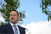 26 May 2019; Taoiseach Leo Varadkar speaking during the official opening of the new stand and facilities at The Curragh Racecourse in Kildare. Photo by Barry Cregg/Sportsfile