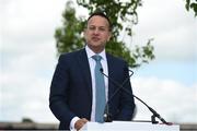 26 May 2019; Taoiseach Leo Varadkar speaking during the official opening of the new stand and facilities at The Curragh Racecourse in Kildare. Photo by Barry Cregg/Sportsfile