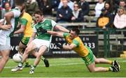 26 May 2019; Ciaran Corrigan of Fermanagh in action against Paddy McGrath of Donegal during the Ulster GAA Football Senior Championship Quarter-Final match between Fermanagh and Donegal at Brewster Park in Enniskillen, Fermanagh. Photo by Oliver McVeigh/Sportsfile